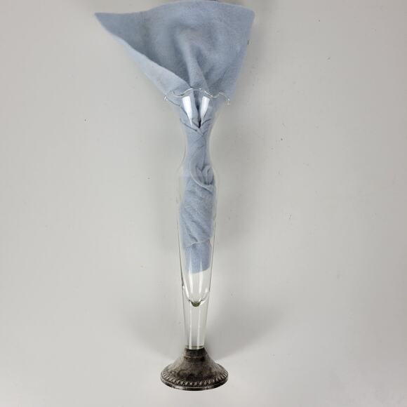 VINTAGE Duchin Creation Silver Etched Glass Bud Vase 10 Sterling Weighted Base - Picture 2 of 14